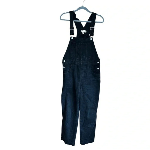 Madewell Straight-Leg Overalls in Lunar Wash Black Denim Sz M - Picture 4 of 8